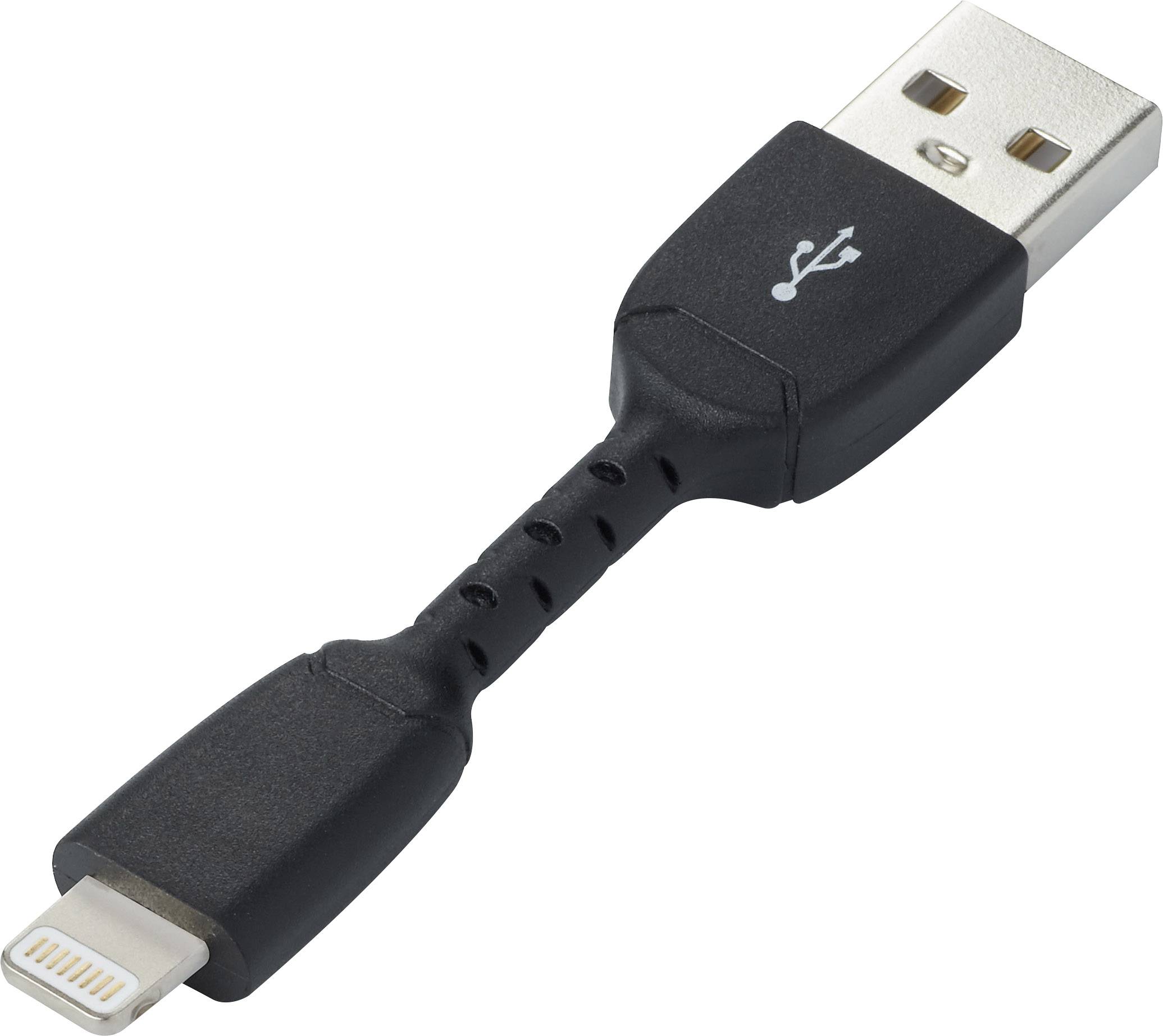 CONRAD Renkforce USB 2.0 Kabel [1x USB 2.0 Stecker A - 1x Apple Dock-Stecker Lightning] 0.05 m Schwa