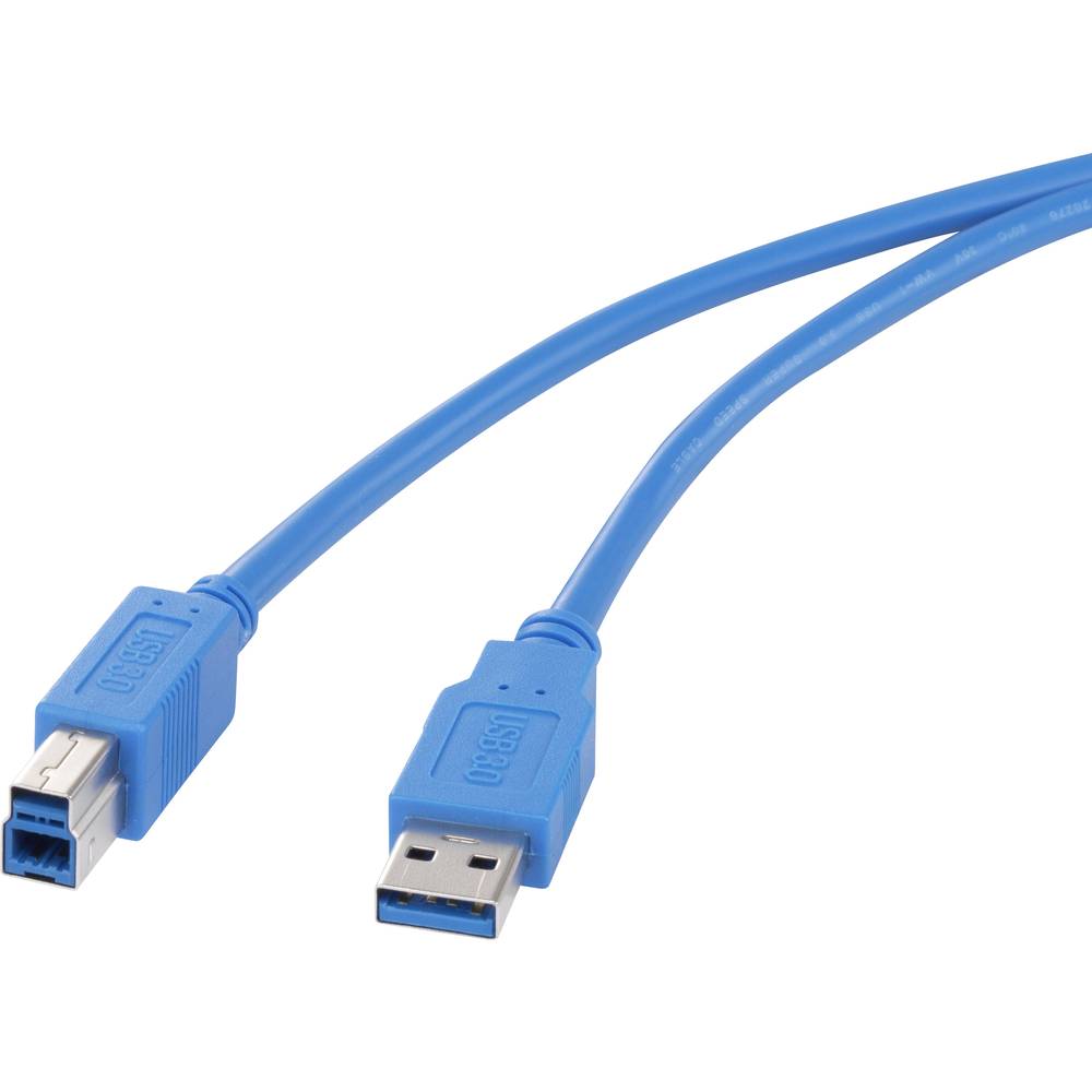 renkforce USB 3.0 Aansluitkabel [1x USB 3.0 stekker A 1x USB 3.0 stekker B] 1.80 m Blauw Vergulde st