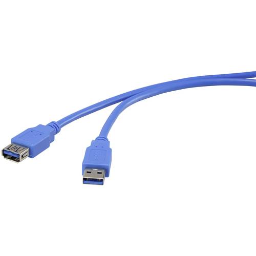 Renkforce USB-Kabel USB 3.2 Gen1 USB-A Stecker, USB-A Buchse 1.00 m Blau vergoldete Steckkontakte RF-4262124