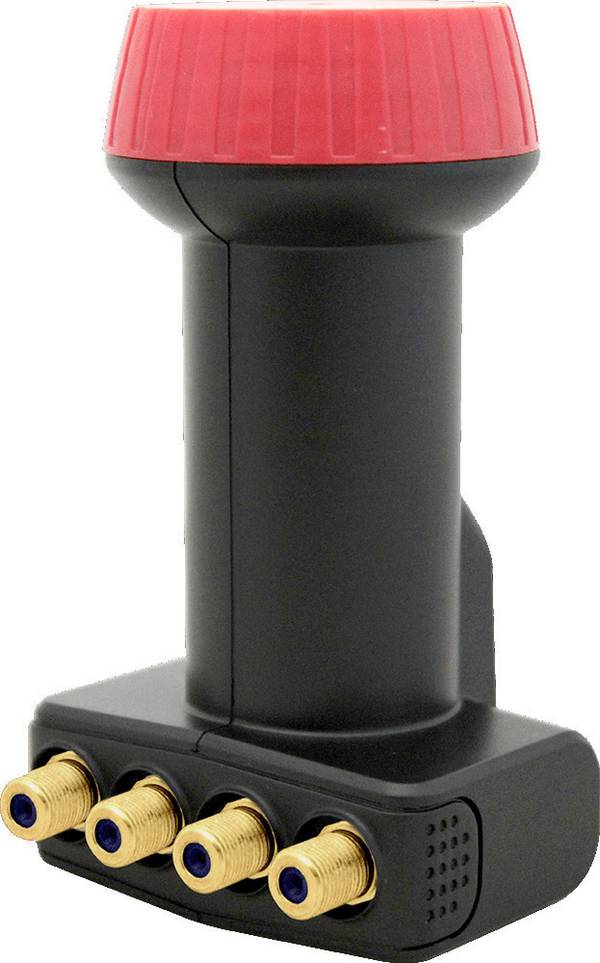 MegaSat Diavolo Quattro-LNB   Feedaufnahme: 40 mm vergoldete Anschlüsse, Wetterschutz Schwarz, Rot
