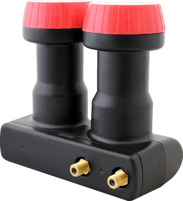 MegaSat Diavolo Twin-LNB Monoblock Teilnehmer-Anzahl: 2 Feedaufnahme: 40 mm vergoldete Anschlüsse, Wetterschutz Schwarz, Rot