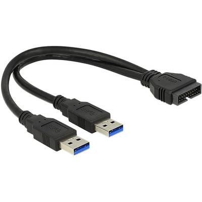 Delock USB 3.2 Gen 1 (USB 3.0) Adapter [2x USB 3.2 Gen 1 Stecker A (USB 3.0) - 1x USB 3.2 Gen 1 Stecker intern 19pol. (U