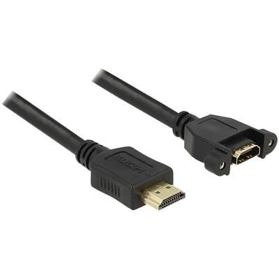 Delock HDMI Verlängerungskabel HDMI-A Stecker, HDMI-A Buchse 1.00 m Schwarz 85102 schraubbar, vergoldete Steckkontakte H