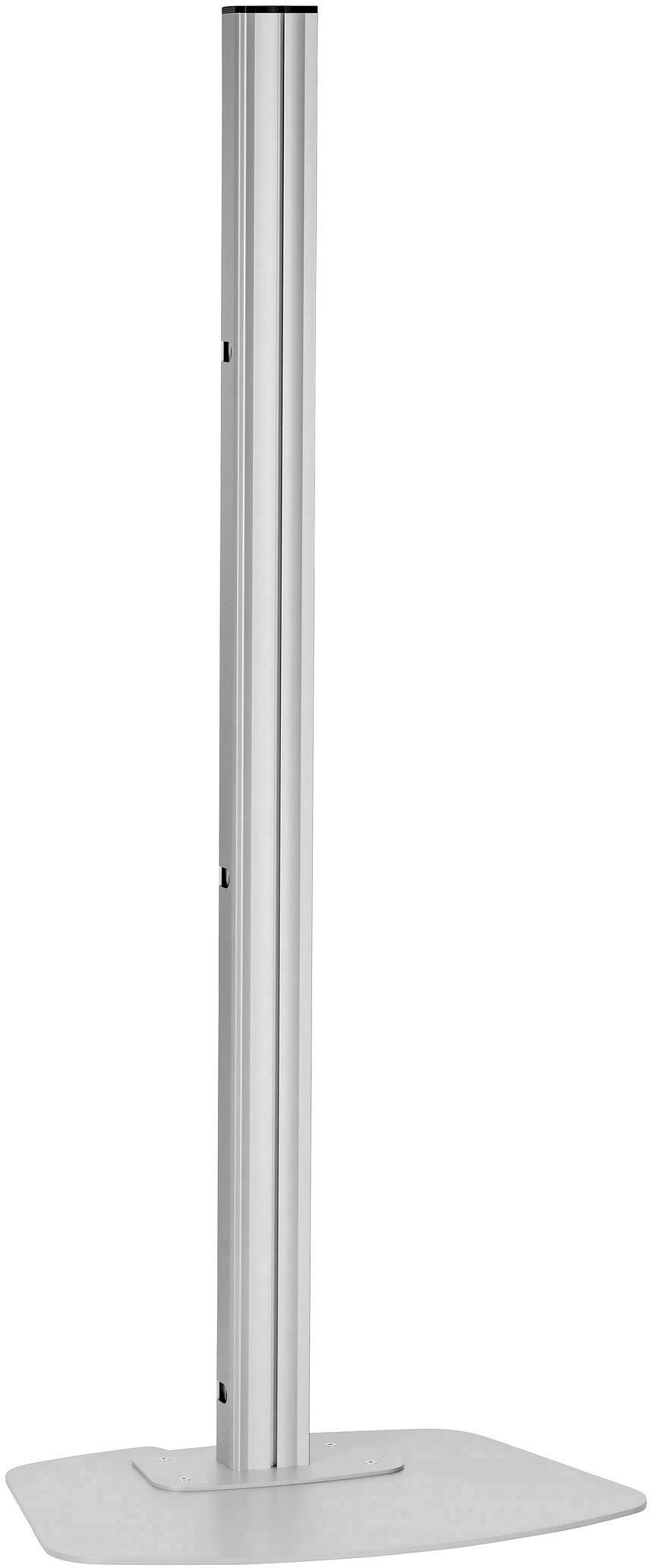 Silberner Metallständer mit rechteckigem Sockel, geeignet zum Befestigen von Geräten oder Schildern, freistehend und schlicht im Design.