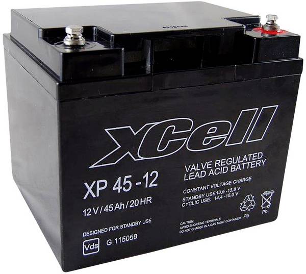 XCell XP 45 - 12 XP4512 Bleiakku 12 V 45 Ah Blei-Vlies (AGM) (B x H x T) 197 x 170 x 165 mm M6-Schraubanschluss Wartungsfrei, VDS-Zertifizierung