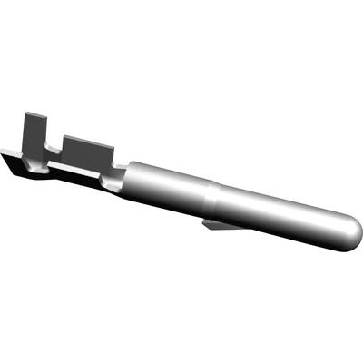 Ein silberfarbenes mechanisches Bauteil mit einem L-förmigen Flansch an einem Ende und einem zylinderförmigen Griff am anderen Ende.