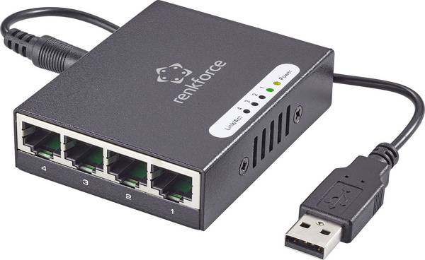 Renkforce RF-4270245 RF-4270245 Netzwerk Switch 4 Port 1000 MBit/s USB-Stromversorgung