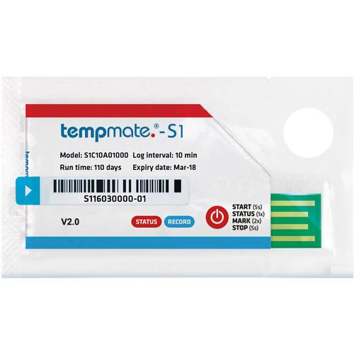 tempmate S1C10A01000 S1C10A01000 Temperatur-Datenlogger Messgröße Temperatur -30 bis +70 °C PDF Funktion, Einwegdatenlog...