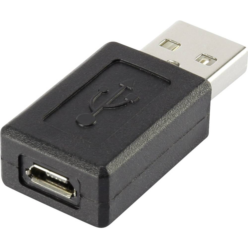 renkforce USB 2.0 Adapter [1x USB 2.0 stekker A 1x USB 2.0 bus micro-B] Zwart