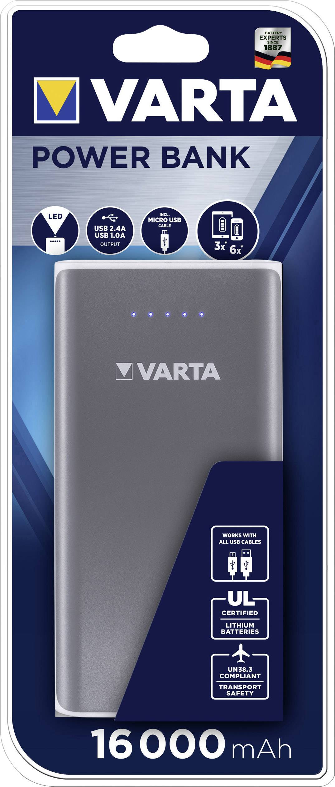 VARTA Mobiler Zusatzakku "Powerpack 16000", 2 x USB-6
