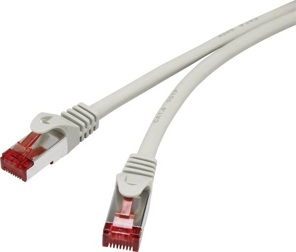 Renkforce RF-4724260 RJ45 Patchkabel CAT 6 S/FTP 15.00 m Grau mit Rastnasenschutz, vergoldete Steckkontakte, Flammwidrig 1 St.