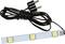 LED-Leiste mit drei gelben Leuchten, angeschlossen an ein schwarzes Kabel mit Stecker. Geeignet für Beleuchtungszwecke.