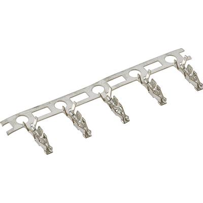 Metallstreifen mit mehreren angehängten Metallklammern in einer Reihe, verwendet für elektrische oder mechanische Anwendungen.