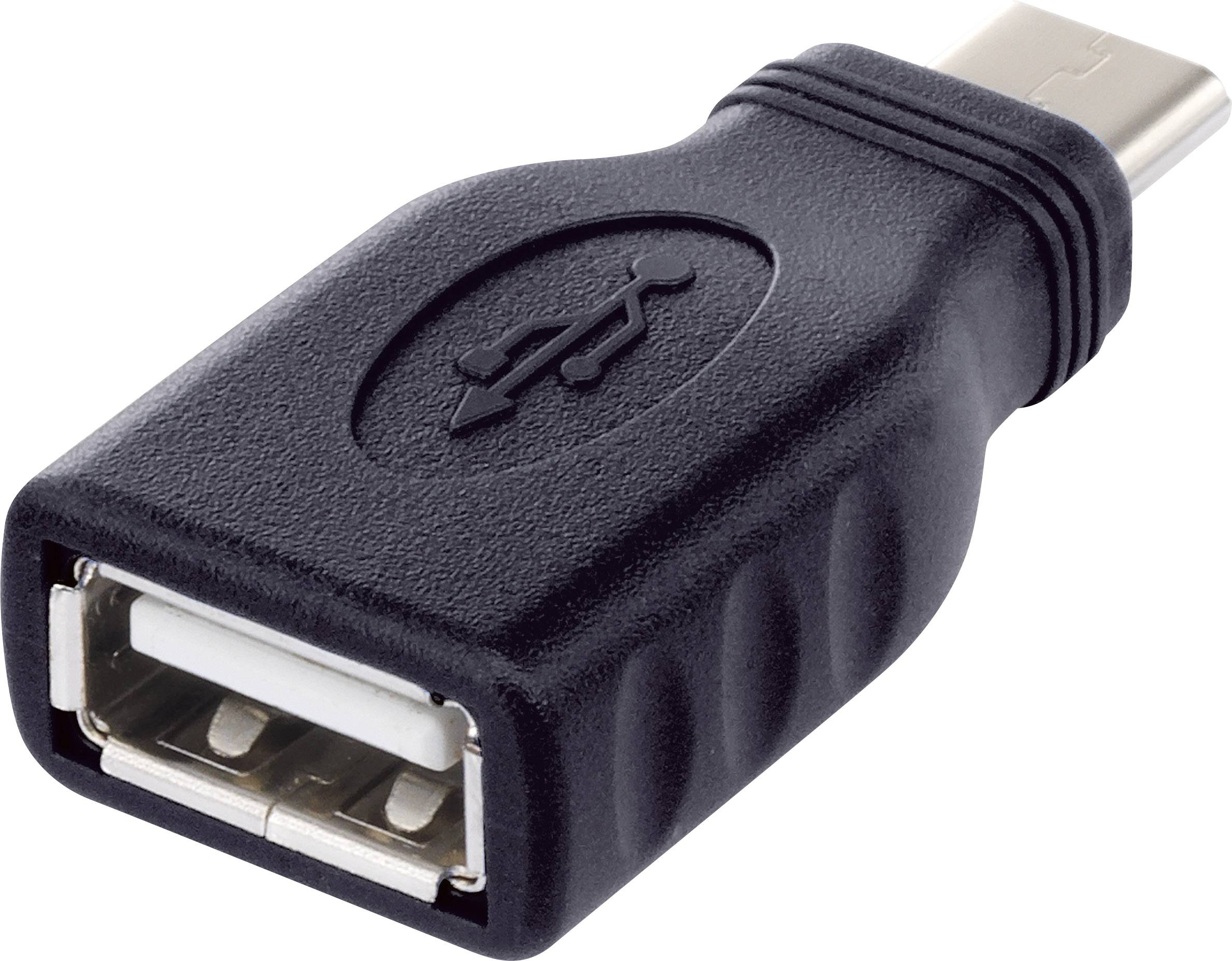 Adaptateur USB 2.0 Renkforce rf-usba-10 - [1x USB-C® mâle - 1x USB 2.0 type A femelle] - noir avec fonction OTG,