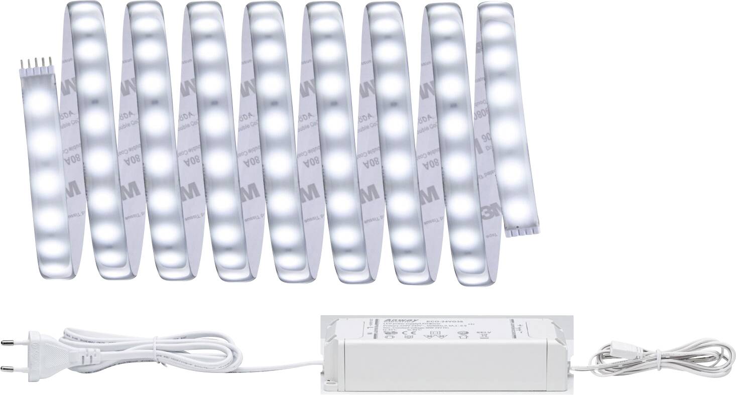 PAULMANN LED-Streifen-Basisset mit Stecker 24 V 300 cm Tageslicht-Weiß Paulmann MaxLED 500 70665
