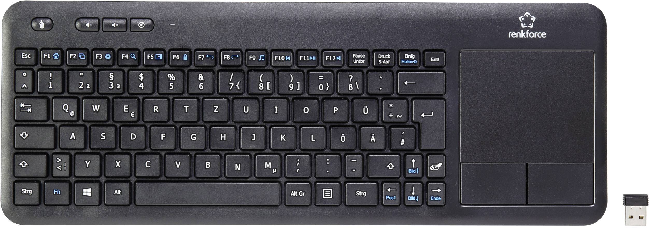 RENKFORCE Wireless Touch Funk-Tastatur Schwarz Touch-Oberfläche