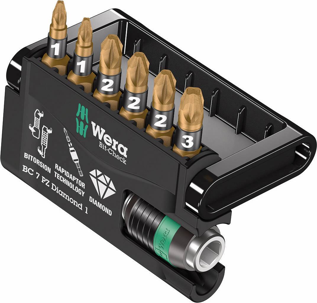 Wera Bit-Check 7 PZ Diamond 1 05057412001 Bitset 7-delig Kruiskop Pozidriv Bitset afbeelding