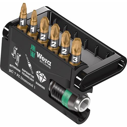 Wera Bit-Check 7 PZ Diamond 1 05057412001 Bit-Set 7teilig Kreuzschlitz Pozidriv BiTorsion