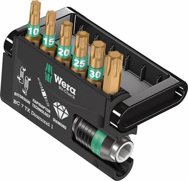 Wera Bit-Check 7 TX Diamond 1 05057415001 Bit-Set 7teilig Innen T-Profil BiTorsion