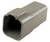 Ein rechteckiger Kunststoffstecker in grauer Farbe mit einem offenen Ende, das für elektrische Verbindungen verwendet werden kann.