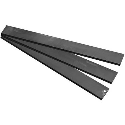 Mehrere schwarze Metallstreifen nebeneinander auf weißem Hintergrund.