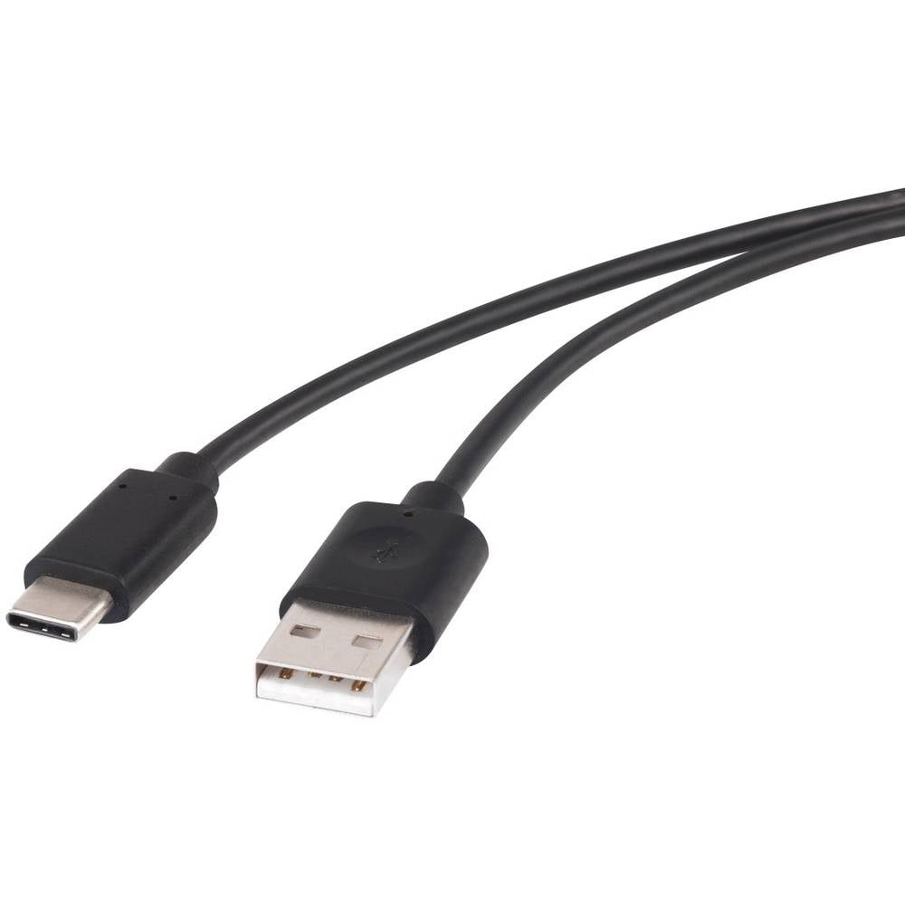 renkforce USB 2.0 Aansluitkabel [1x USB 2.0 stekker A 1x USB-C stekker] 1 m Zwart Vergulde steekcont