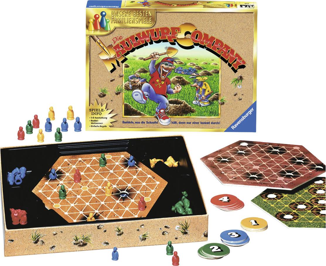 Ein Brettspiel mit Wurfkommando-Motto. Enthält Spielfiguren, Würfel und Spielbrett. Verpackung zeigt Zeichnung eines springenden Mannes.