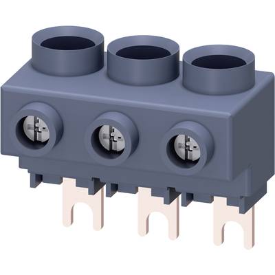 Ein grauer, dreifacher Steckverbinder mit drei runden Öffnungen und drei goldenen Kontaktstiften darunter. Verwendet für elektrische Verbindungen.