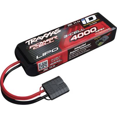 LiPo-Akku von Traxxas, 3 Zellen, 4000mAh, 11,1V, mit integriertem Balanceranschluss und iD-Technologie.
