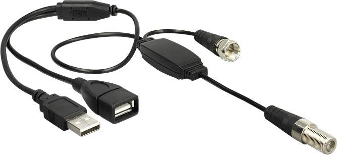Delock Antennenkabel F-Stecker M bis USB nur Strom 35 cm Koax Schwarz-0