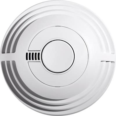 Ein weißer Rauchmelder an einer Decke montiert.