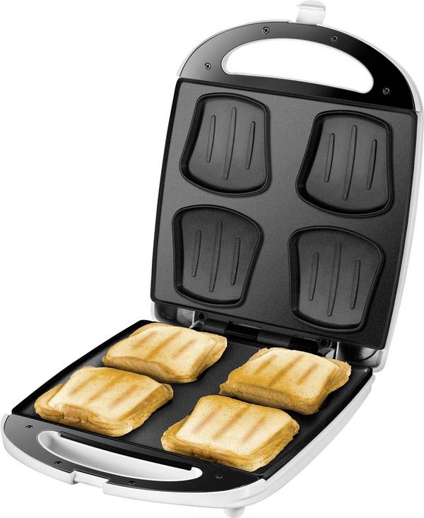 Unold Quadro Sandwich-Toaster klappbar Weiß, Schwarz