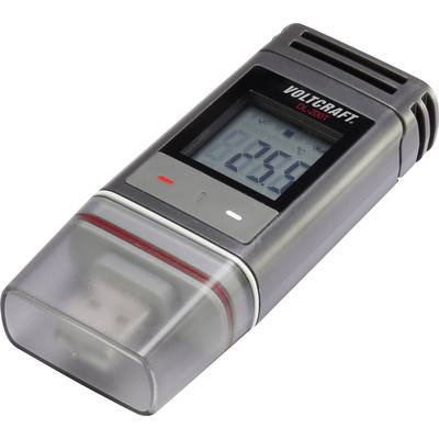 Ein tragbarer Datenlogger mit digitalem Display zur Messung und Aufzeichnung von Temperatur und Feuchtigkeit.