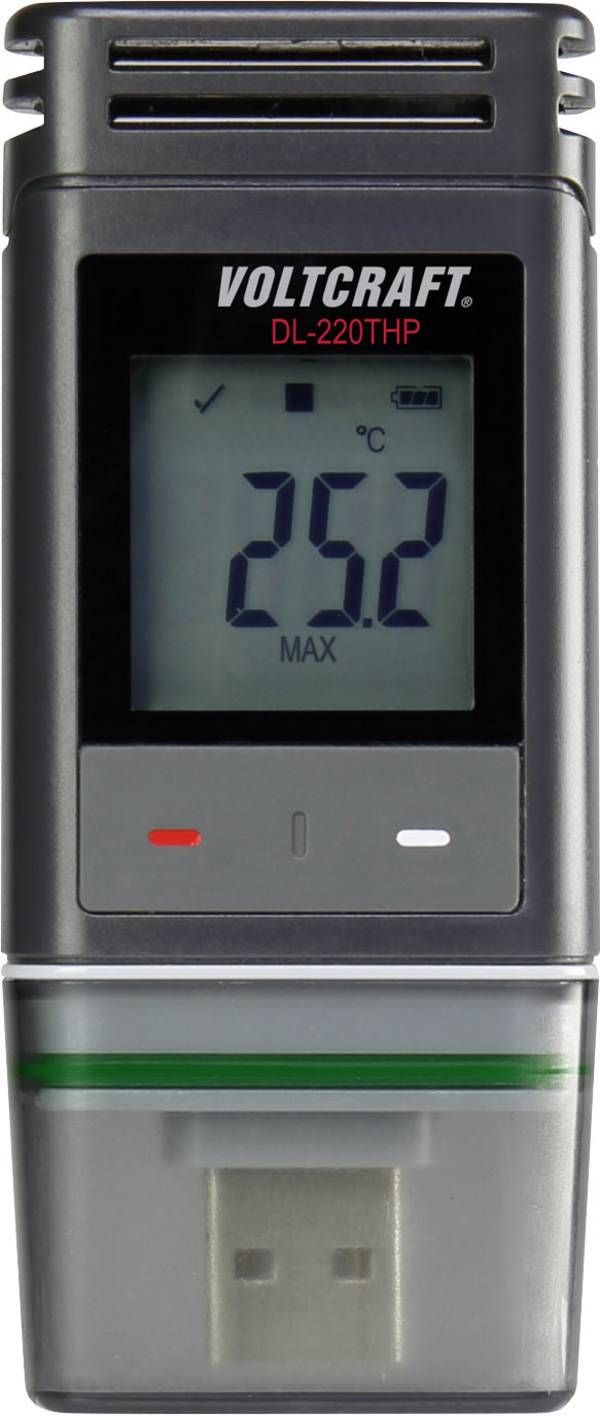 VOLTCRAFT DL-220 THP DL-220THP Temperatur-Datenlogger, Luftfeuchte-Datenlogger, Luftdruck-Datenlogger Messgröße Temperatur, Luftfeuchtigkeit, Luftdruck -30 bis +60 °C 0 bis 100 % rF 300 - 1200 hPa PDF Funktion