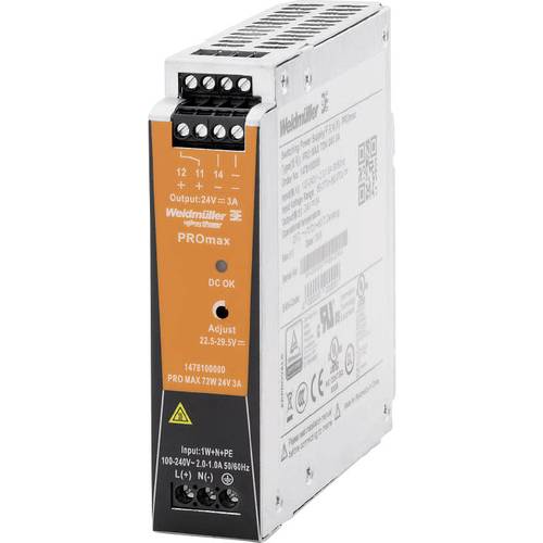 Thumbnail - Weidmüller PRO MAX 72W 24V 3A Hutschienen-Netzteil (DIN-Rail) 24 V/DC 3 A 72 W Inhalt 1 St.