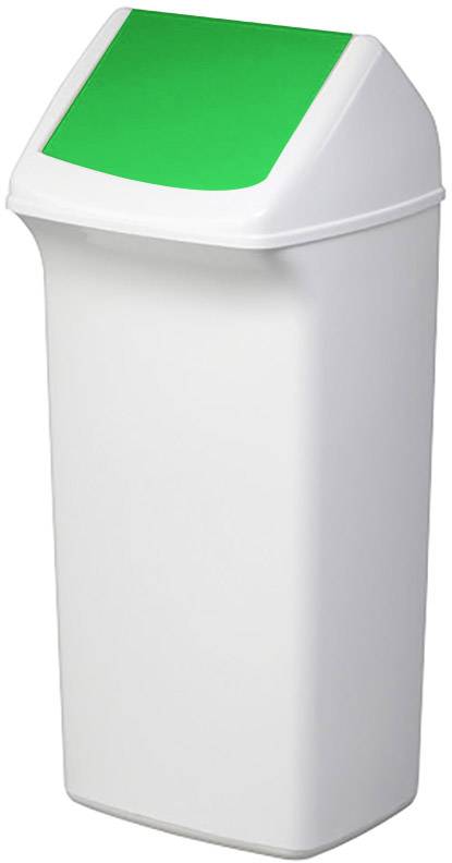 Abfallbehälter mit schwenkbarer Einwurfklappe im Deckel, Volumen 40 l, BxTxH 366x320x747 mm, Farbe weiß/grün-3
