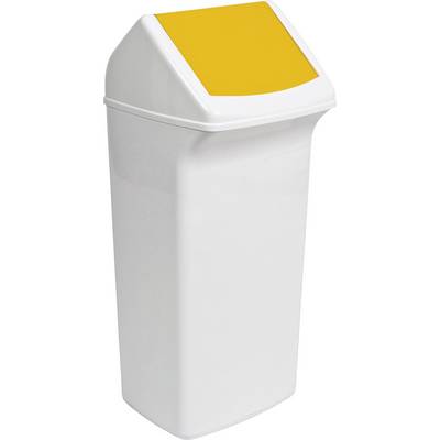 Abfallbehälter mit schwenkbarer Einwurfklappe im Deckel, Volumen 40 l, BxTxH 366x320x747 mm, Farbe weiß/gelb-0