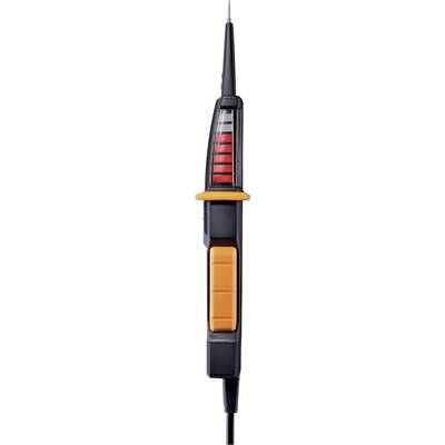 Spannungsprüfer mit orangefarbenem Schalter und rotem LED-Anzeige.