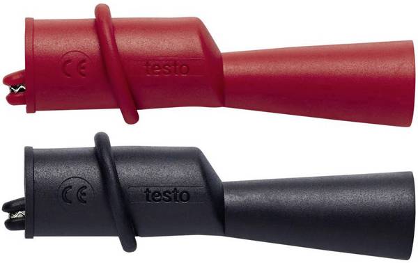 testo 0590 0009 Krokodilklemmen-Set Schrauben CAT III 1000 V, CAT IV 600 V Schwarz, Rot