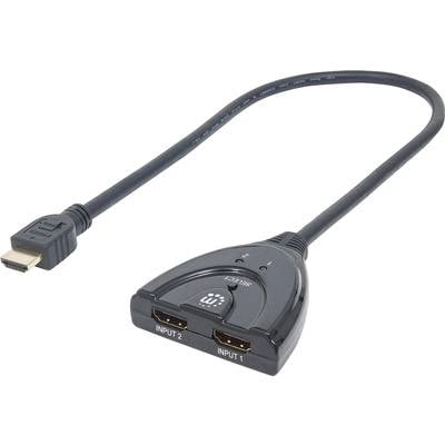Manhattan 207416 2 Port HDMI-Switch LED-Anzeige, 3D-Wiedergabe möglich, vergoldete Steckkontakte 1080 Pixel