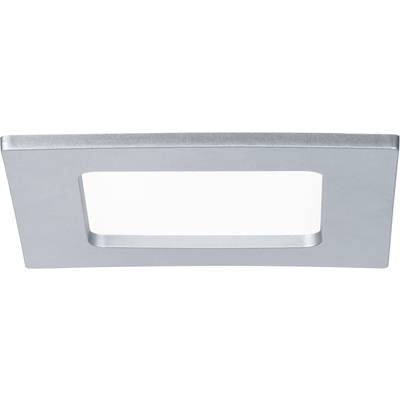 Quadratische LED-Deckenleuchte mit silbernem Rahmen und weißem Lichtpaneel, geeignet für moderne Wohnräume.
