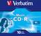 Verpackung einer Verbatim Music CD-R, 80 Minuten, 10 Stück. Darauf abgebildet ist eine Person mit Kopfhörern, die Musik genießt.
