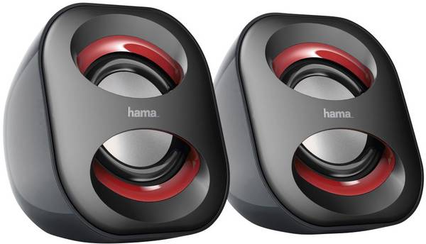 hama 00173131 Notebook-Lautsprecher "Sonic Mobil 183", Schwarz/Rot