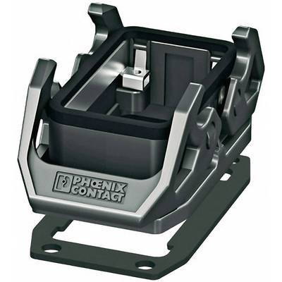 Ein Metallsteckverbinder von Phoenix Contact mit rechteckigem Rahmen und Verriegelungsmechanismus, geeignet für industrielle Anwendungen.