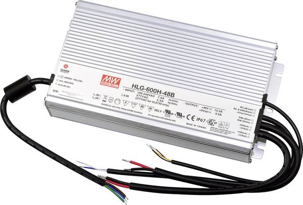 MEAN WELL HLG-600H-54B LED-Treiber, LED-Trafo Konstantspannung, Konstantstrom 604 W 11.2 A 27 - 54 V/DC dimmbar, PFC-Schaltkreis, Überlastschutz 1 St.