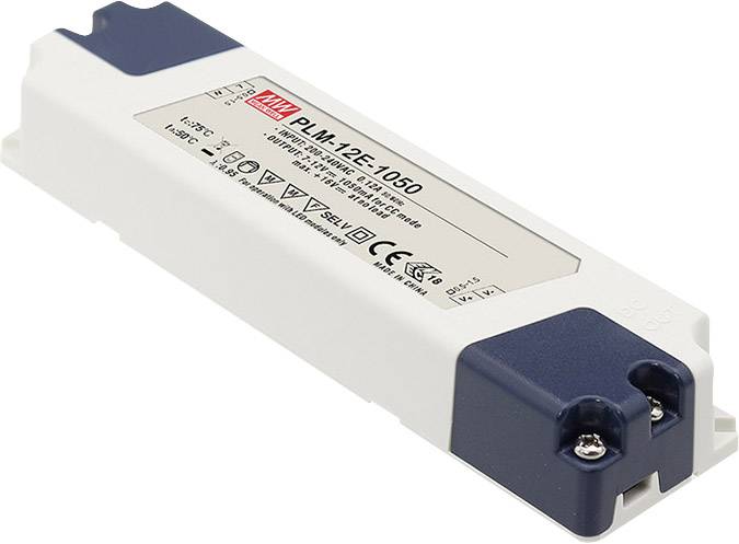 MEAN WELL PLM-12E-1050 LED-Treiber Konstantstrom 12 W 1.05 A 7 - 12 V/DC nicht dimmbar, Möbelzulassung, Überlastschutz 1 St.
