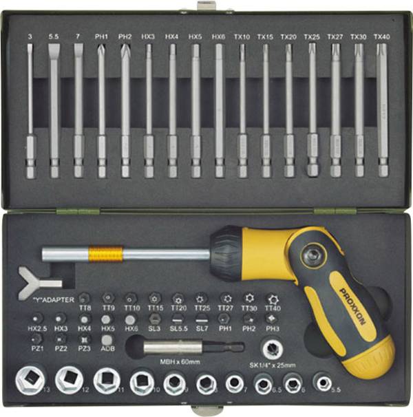 Proxxon Industrial  23104 Bit-Set 54teilig Innen-Sechsrund (TX), Innen-Sechskant, Schlitz, Kreuzschlitz Pozidriv, Kreuzschlitz Phillips