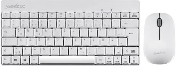 Perixx PERIDUO-712WDE Funk Tastatur, Maus-Set Deutsch, QWERTZ Weiß