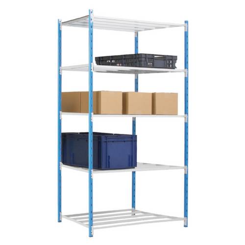 Manorga SA ZC22405ND Fachbodenregal-Grundmodul 250 kg (B x H x T) 1266 x 2000 x 436 mm Stahl pulverbeschichtet Himmelbla...