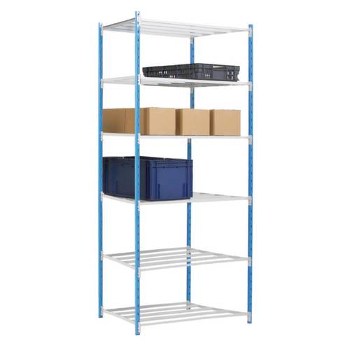 Manorga SA ZC252606ND Fachbodenregal-Grundmodul 250 kg (B x H x T) 1266 x 2500 x 636 mm Stahl pulverbeschichtet Himmelbl...